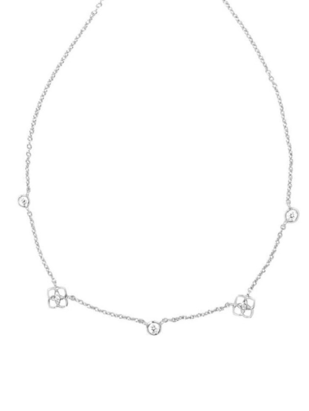 Kendra Scott Silver Floral Station Necklace - Polished Silver - Picture 4 of 4
